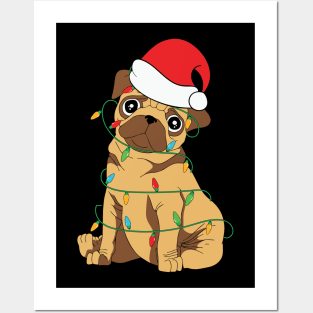 Cute Pug Christmas Tree Posters and Art